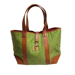 Lilly Pulitzer Quilted Lime Green Canvas Tote Off The Wagon Medium Shoulder Bag